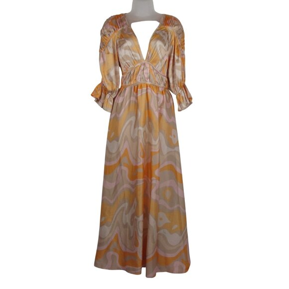 Asos Dress Midi Pastel Floral Shirred  Boho Size 10 NWT Romantic Flow Ethereal - Picture 1 of 9